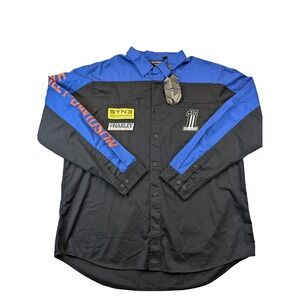 Harley-Davidson Shirt Mens 2XL Black Blue Racing Dept Long Sleeve Button Up